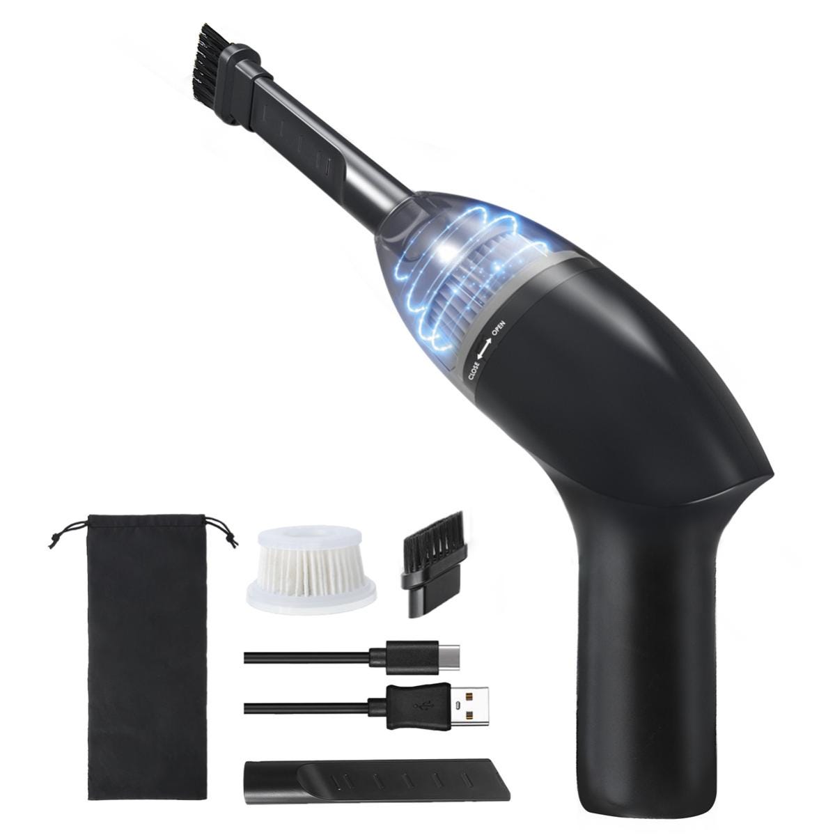 Tihoo Mini aspirateur portable sans fil à piles pour clavier, ordinateur portable, table, maison Tihoo Mini aspirateur portable sans fil à piles pour clavier, ordinateur portable, table, maison