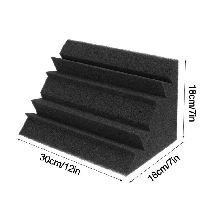 Set di 4 Schiuma acustica isolanti per pareti e soffitti Pannelli  fonoassorbenti L.30 x P.18 x H.18 cm nero