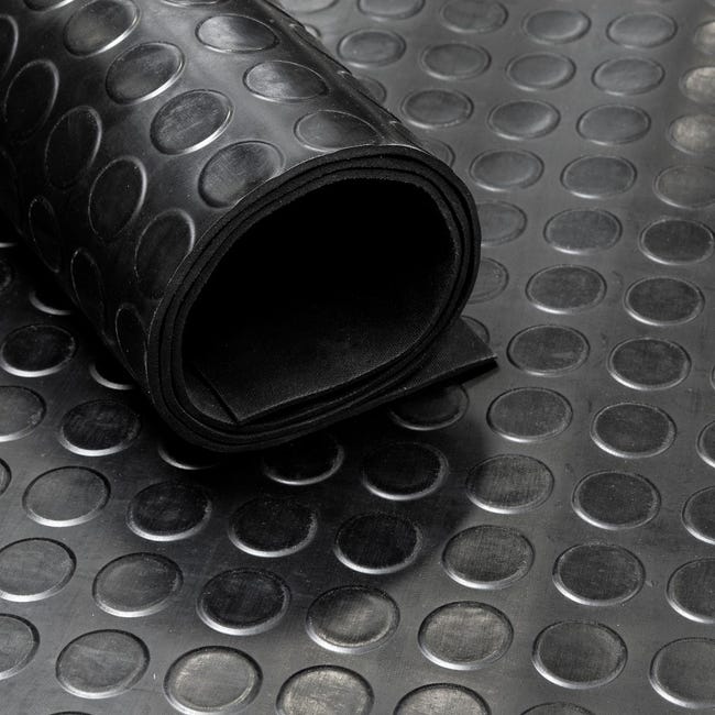 Rubber loper / rubbermat op rol Noppen zwart - Breedte 120 cm Geurloos |