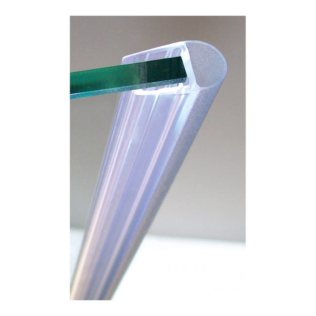 Joint d'étanchéité longue lèvre translucide, L.100 cm pour verre Ep. 6 à 8  mm
