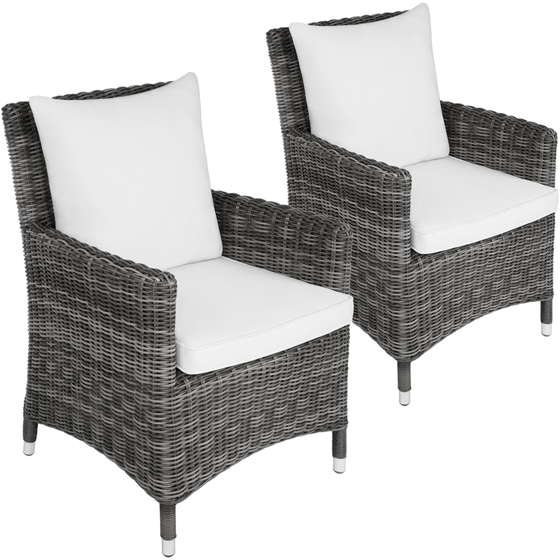 tectake® Set 2 Sedie Santana con Tavolo da Esterno, Set in Stile Retrò, Tavolo con Piano in Vetro di Sicurezza Rimovibile, Telaio in Acciaio, Adatto per Interni ed Esterni - Bianco