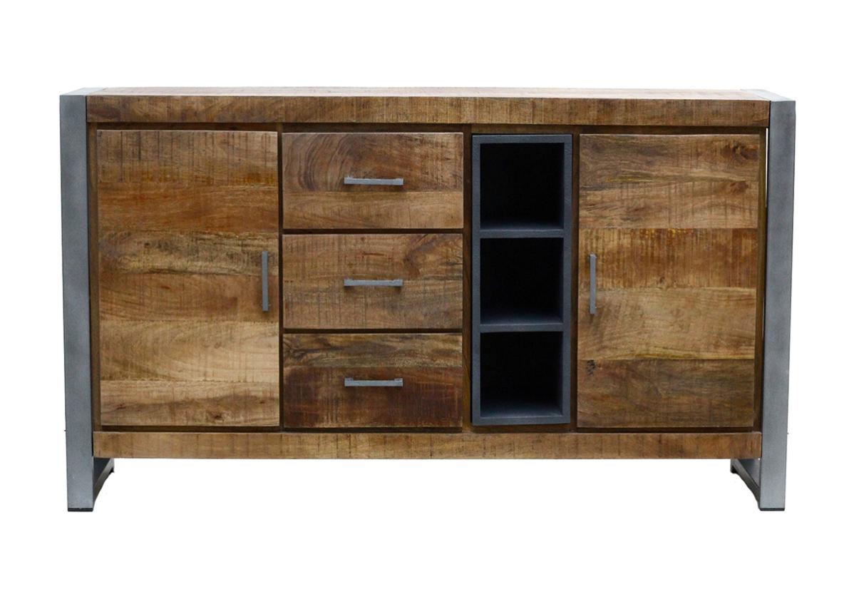 Bahut Buffet Bas Bois Massif Marron – Salle à Manger – H80 L118 P54 Cm – Occasion