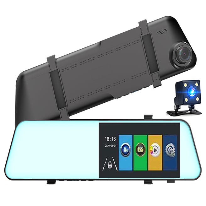 Telecamera per auto Dashcam LKM Security con specchio retrovisore integrato  Alta Risoluzione FULL HD 170° schermo 5.5 pollici Touch screen