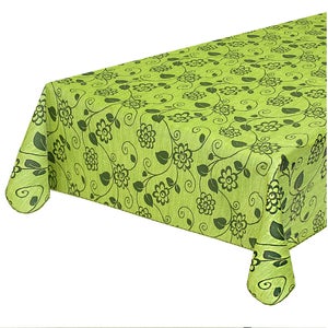 Tovaglia Antimacchia Cucina Bordata 135x230 cm Cotone Plastificato Proteggi  Tavolo Copritavolo Fiori Vettoriali Verde