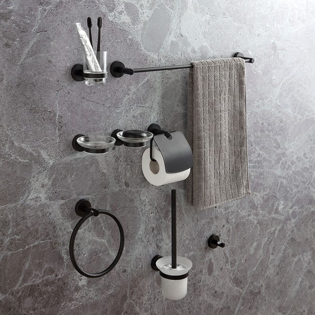Ensemble d'accessoires salle de bain Style Selections noir mat 4 pièces  BZJZ1400BL