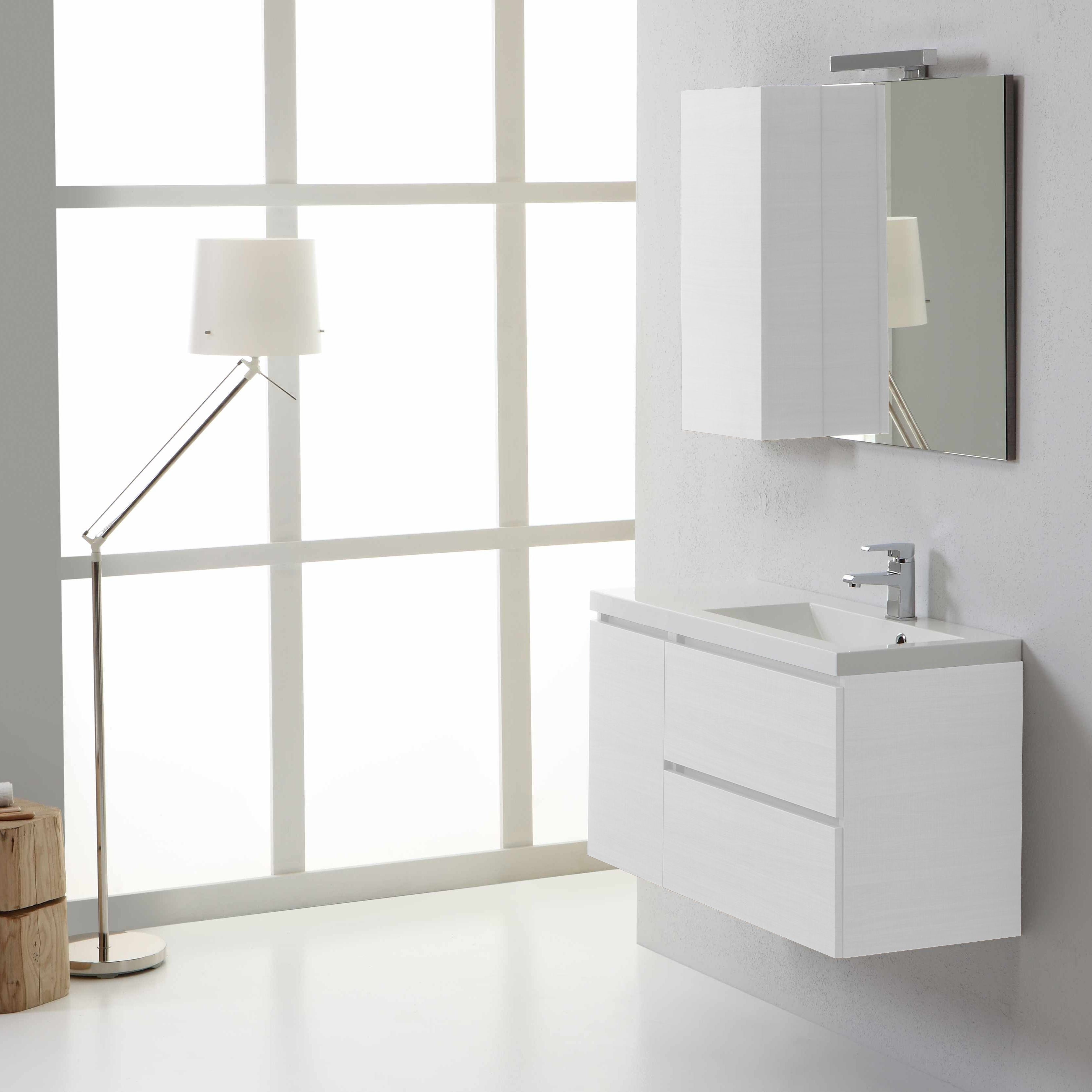 Mueble de baño de pared manhattan 90 cm diseño moderno derecha