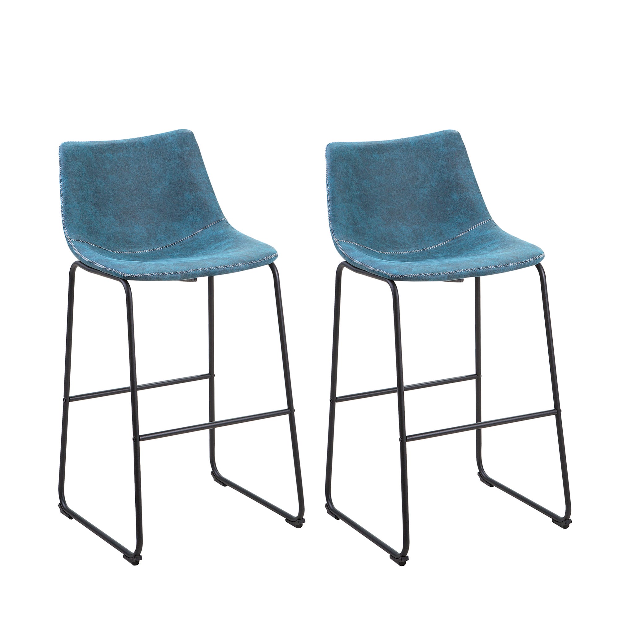 Set 2 Sgabelli Da Bar Con Schienale - Regolabili E Girevoli, Blu Scuro - Foto 5