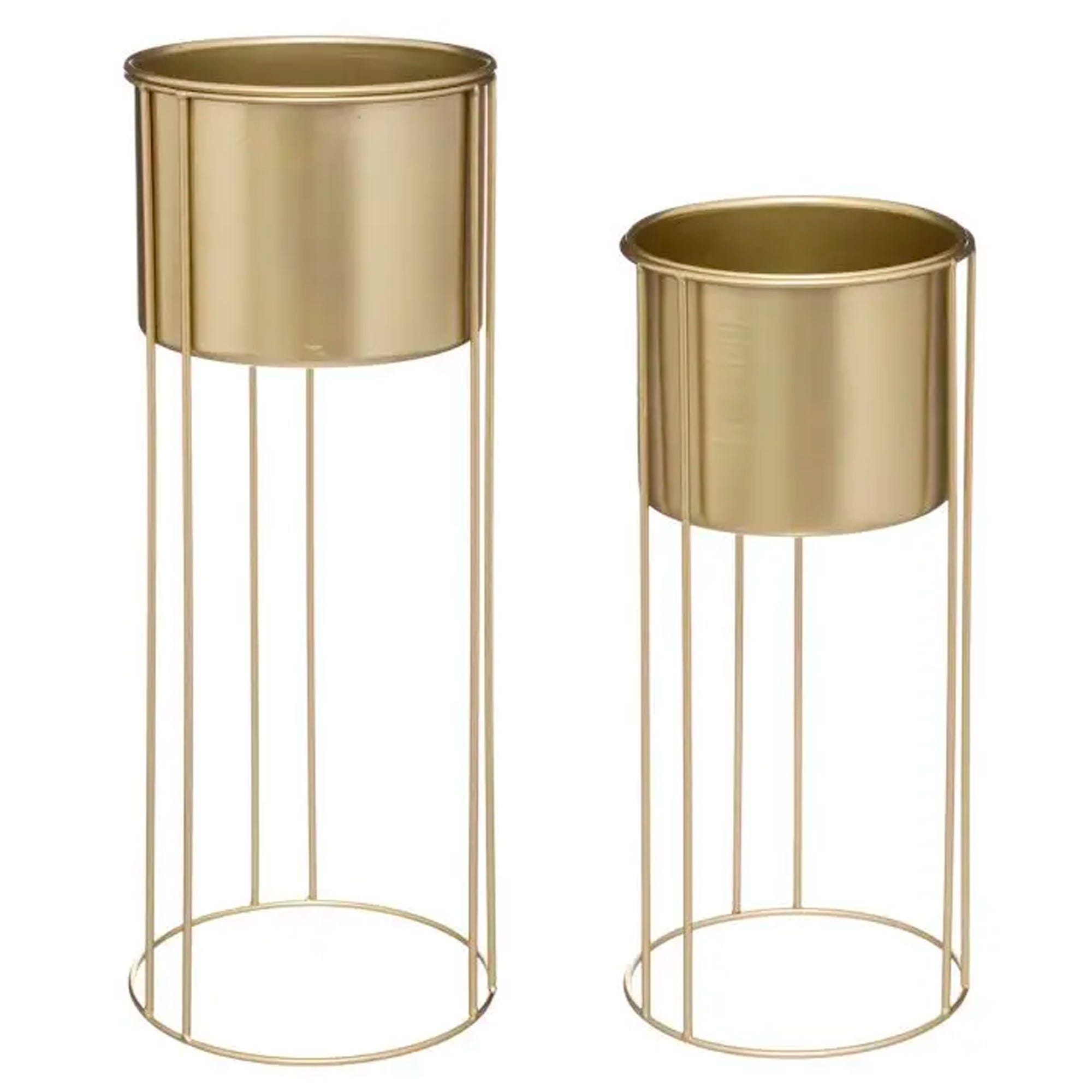 Set di 2 vasi di metallo in colore oro - 18 x A. 14 cm / 21 x A. 16 cm
