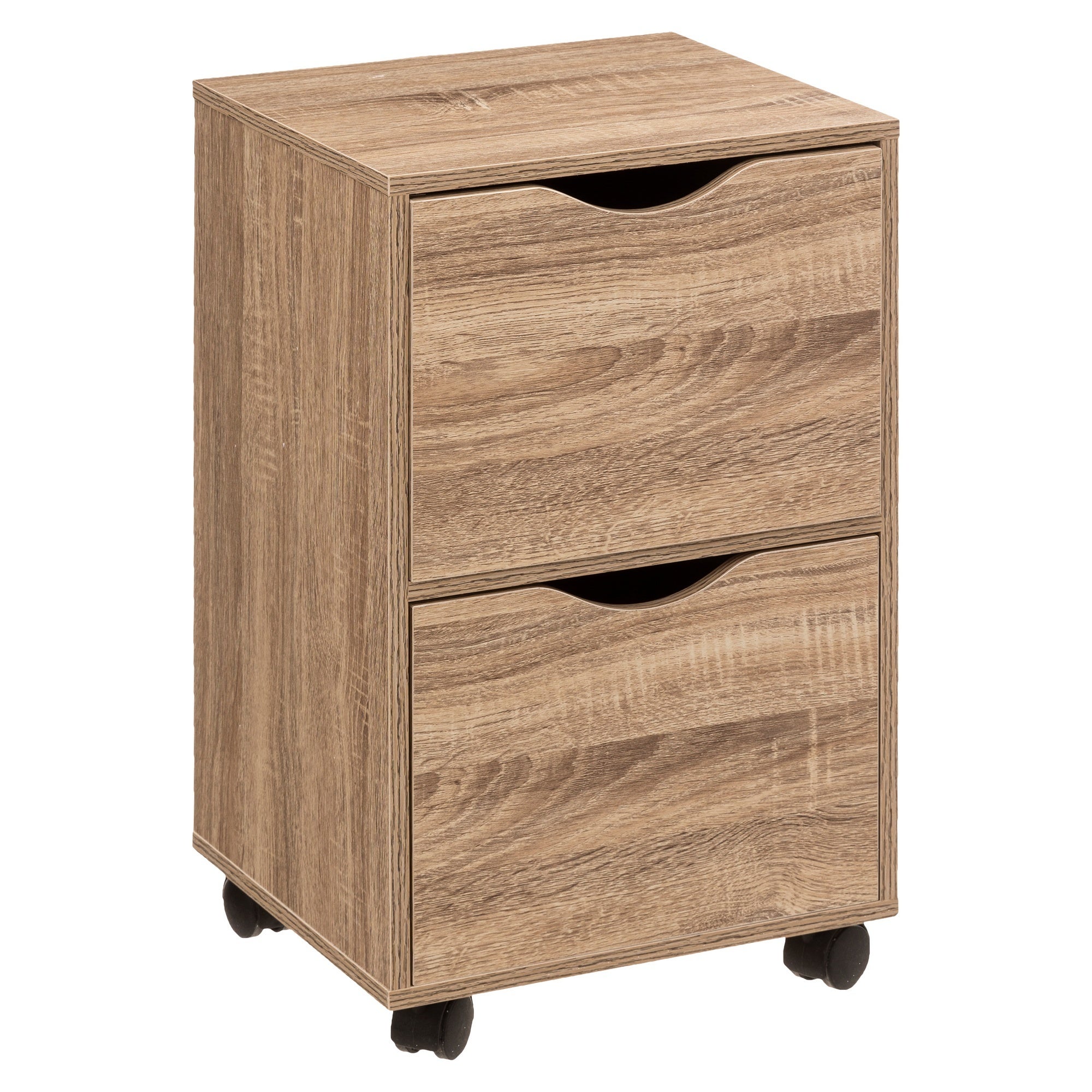 HOMCOM Commode meuble de rangement sur roulettes avec 2 portes