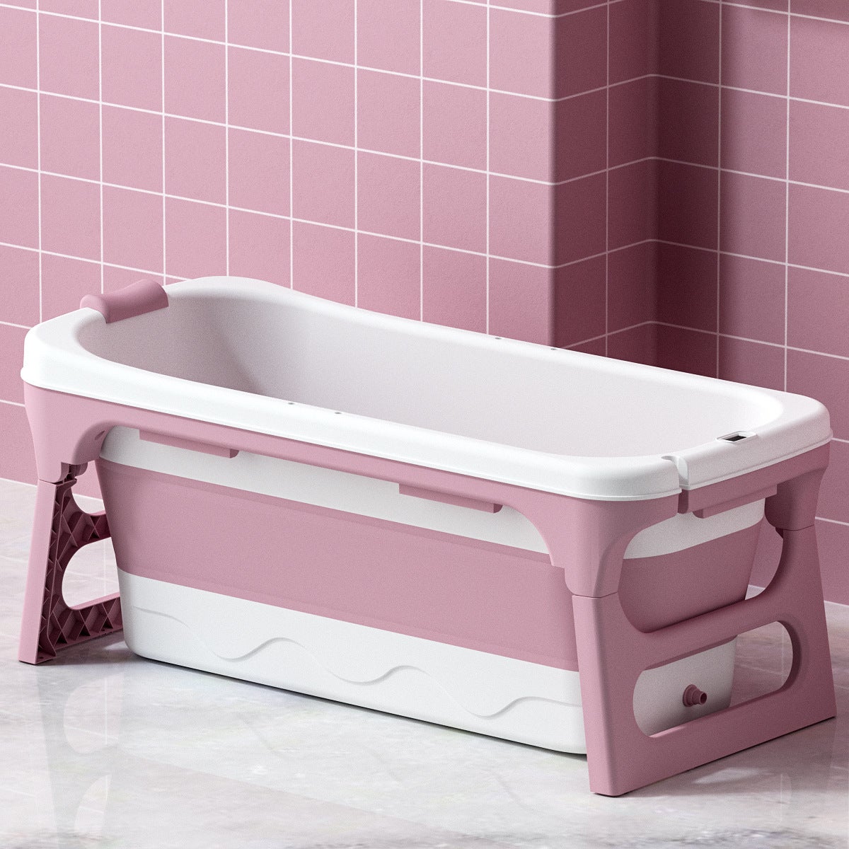 Vasca da bagno pieghevole portatile extra large da 140 cm con copertura per  adulti, vasca da bagno per famiglie per bagno piccolo, vasca spessa a più