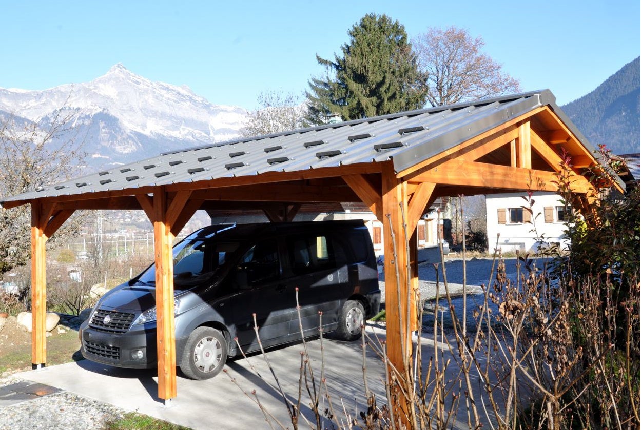 Abri toit plat, 300cmx400cm, bois douglas français, carport, auvent, abri  voiture