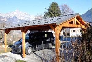 Carport mixte en bois et en alu (moto, voiture, mobilhome)