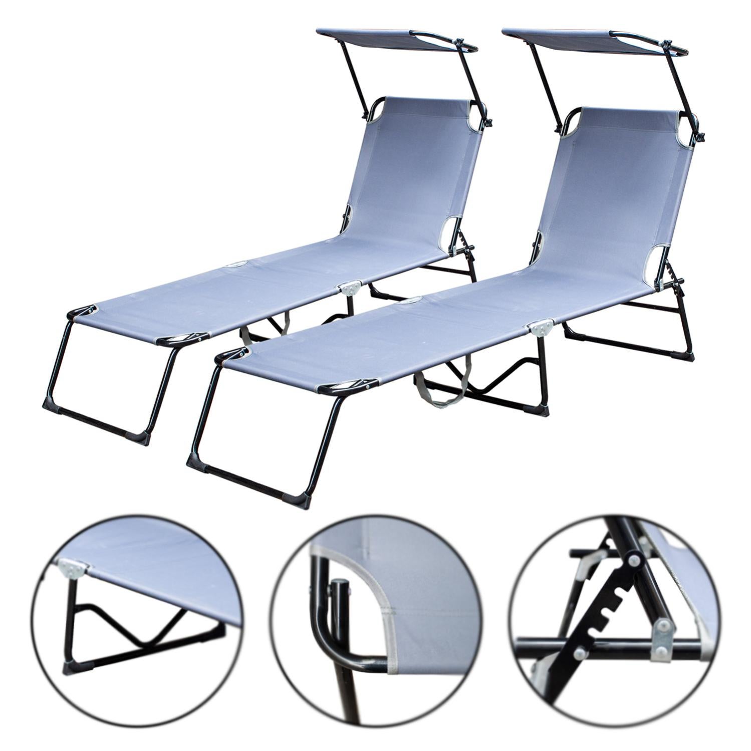 2X Chaise longue de jardin Chaise de plage Chaise longue pliable Chaise
