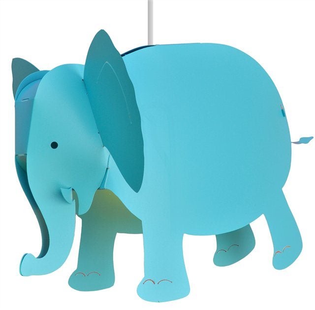 Lampada a Sospensione 'Lurgan' per Cameretta Lampadario per Bambini con  Paralume Doppio in Tessuto - Bianco con Motivo Elefante - lux.pro