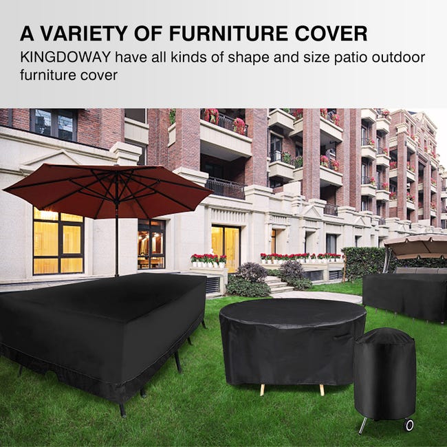 Funda impermeable para muebles de exterior 420D An. 350 x P. 260 x Al. 90  cm Negro