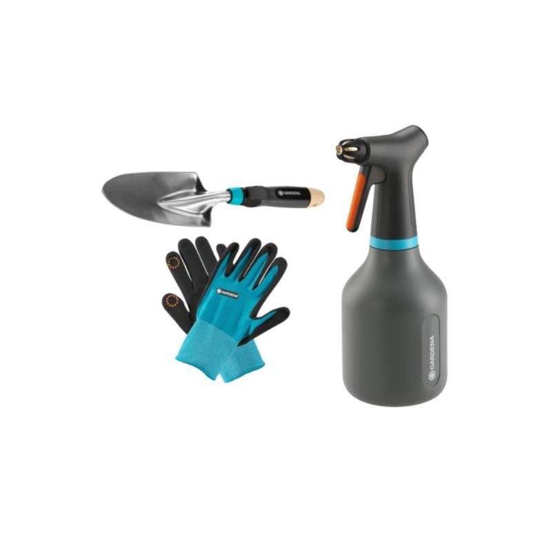Pack GARDENA Pulvérisateur à gachette - Transplantoir - Gants de jardin ...