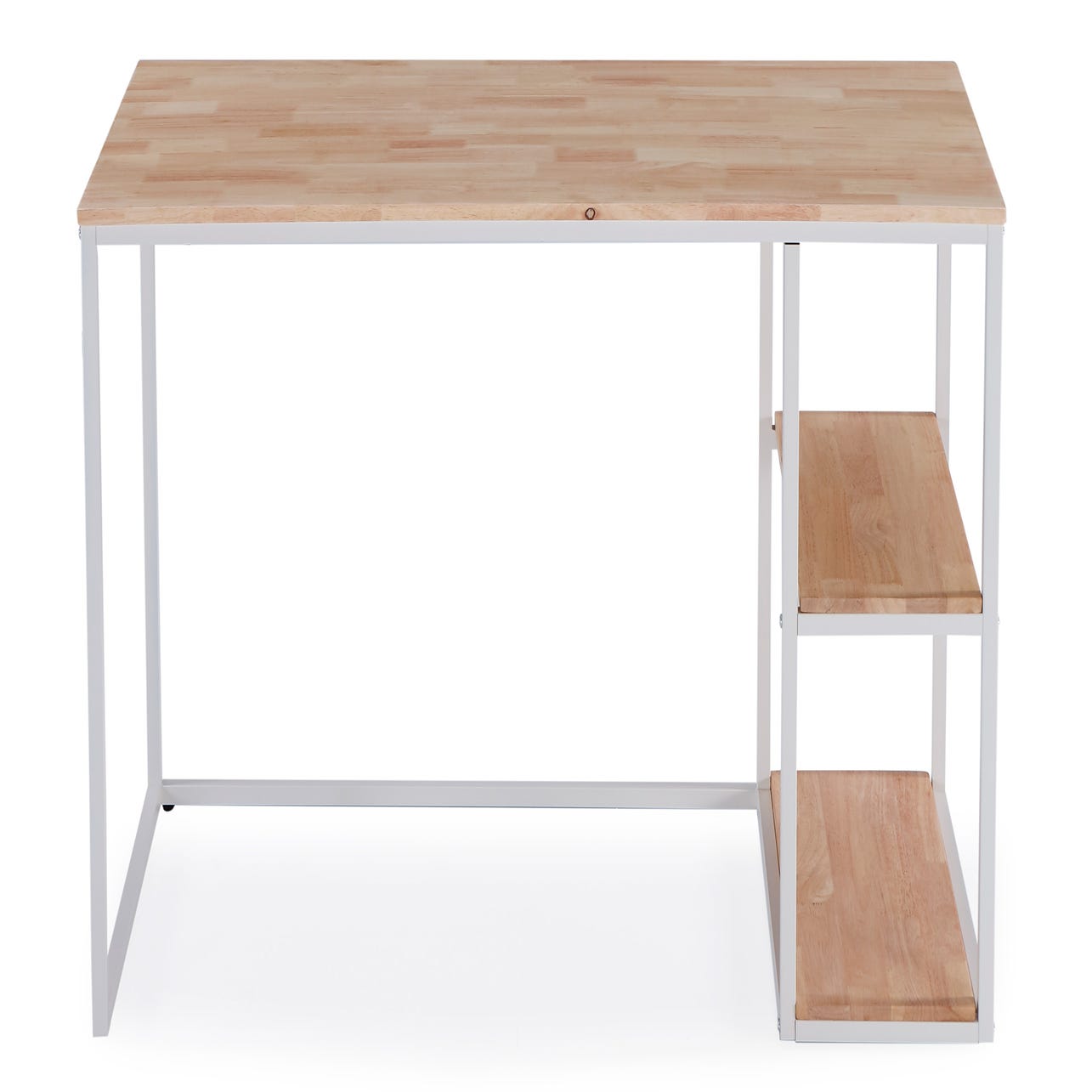 Table de bureau rectangulaire avec étagère coloris chêne / blanc