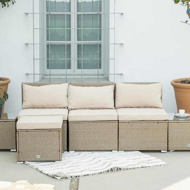 Set Lounge 3 Pezzi Con Tavolino - Divano Giardino Moderno Grigio/Nero, Resistente Intemperie - Foto 9