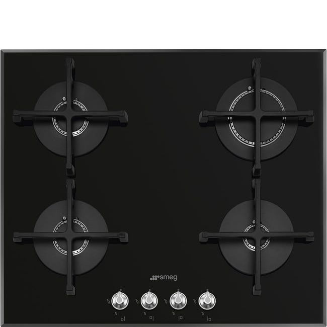 Table de cuisson mixte 1 foyer gaz + 4 induction 90cm Verre noir/ finition  cuivre - SMEG