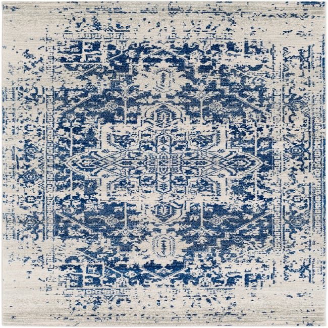 SURYA - Tapis Vintage Oriental PETRA - 200x275cm - Bleu et Gris
