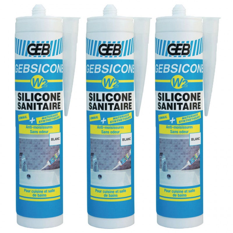 Lot De 3 Mastics Silicone D'étanchétité Gebsicone W2 310ml GEB ...