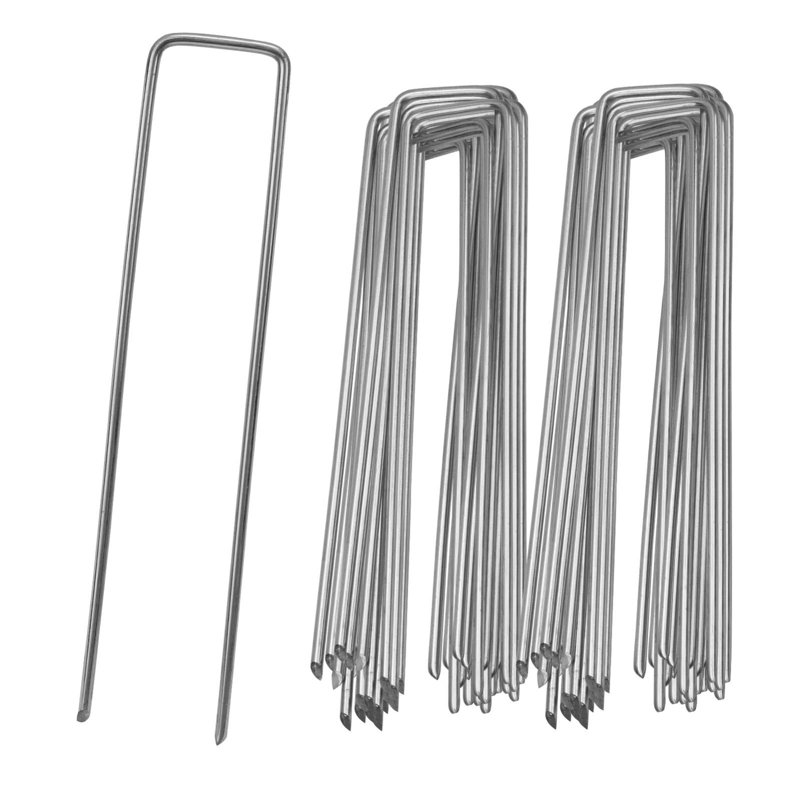 ZVD-50 Confezione di picchetti di ancoraggio a terra e dischi tampone, picchetti in acciaio antiruggine, chiodi a forma di U per il fissaggio di pellicole, erba artificiale, recinzioni, giardinaggio