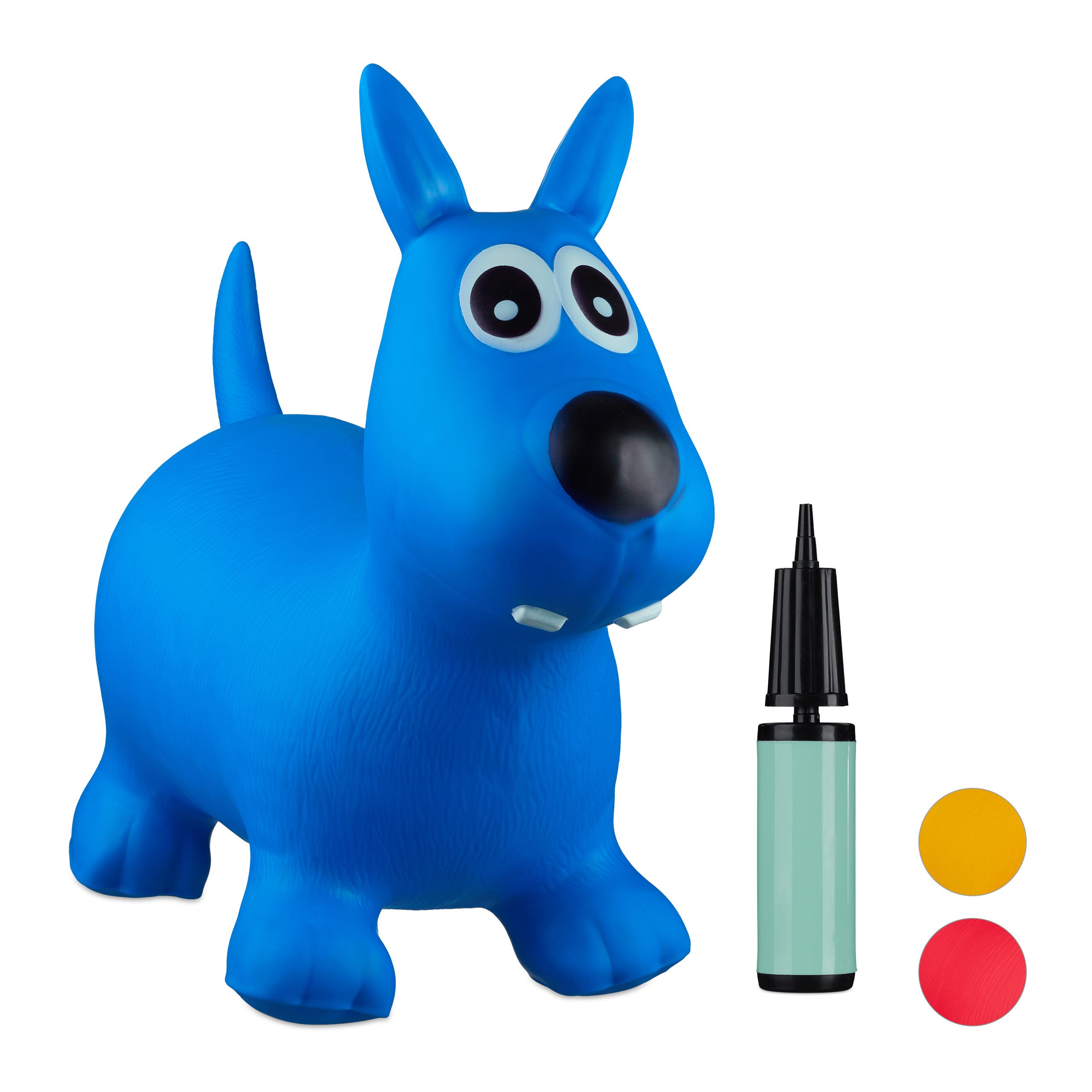Relaxdays Chien ballon sauteur cheval avec pompe gonflable jouet jeux enfant  animaux 50 kg sans BPA, bleu