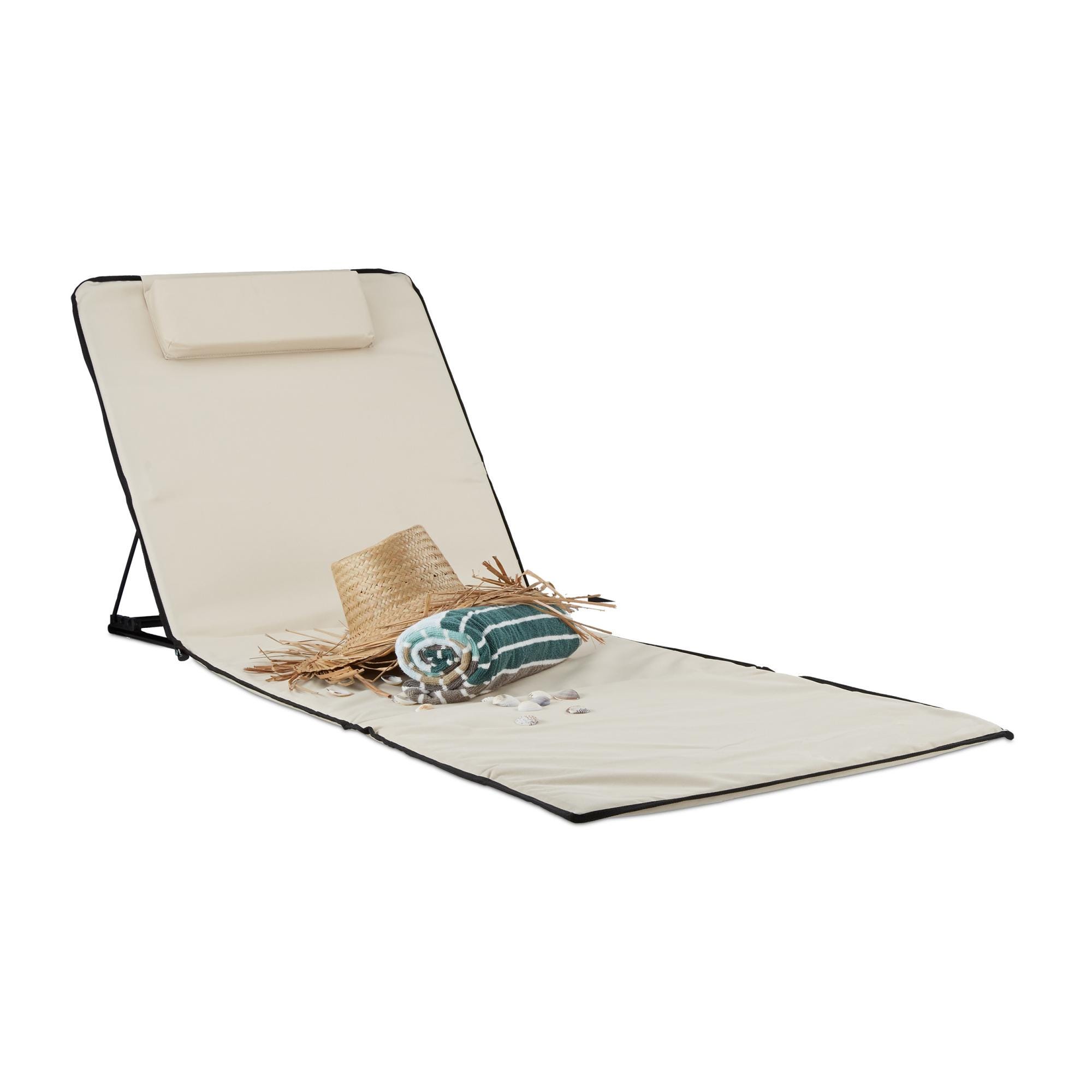 Stagecaptain Beachmatte Layla - Materassino spiaggia imbottito con cuscino testa, schienale regolabile, borsa portaoggetti con cerniera, lettino leggero, pieghevole con tracolla Stagecaptain Beachmatte Layla - Materassino spiaggia imbottito con cuscino testa, schienale regolabile, borsa portaoggetti con cerniera, lettino leggero, pieghevole con tracolla