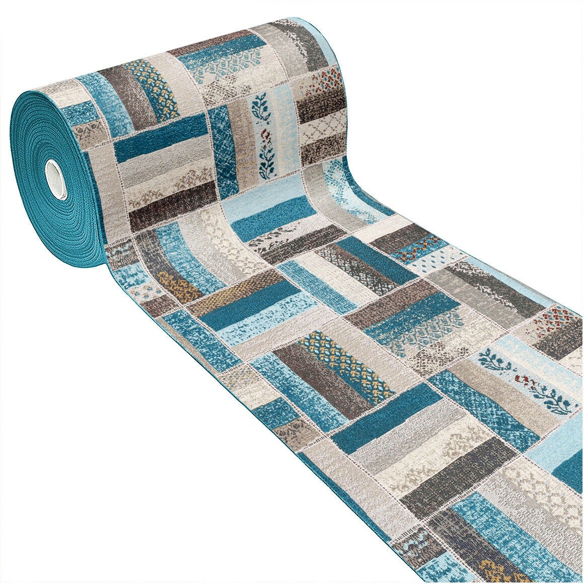 Tappeto Cucina 54x80 cm Patchwork Passatoia Antiscivolo Casa Design Vintage  100% Made In Italy Blu