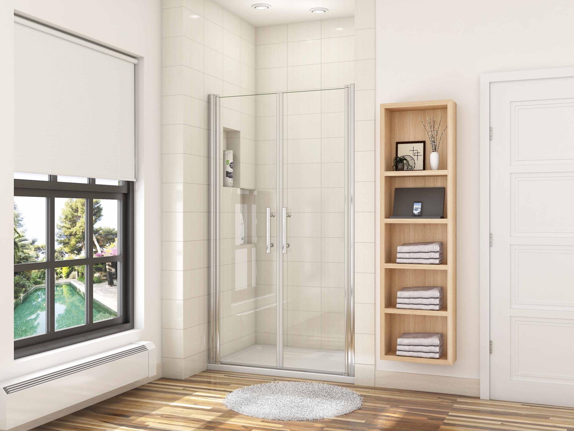 Porte de douche battante 120cm en verre anticalcaire Porte de douche pivotante à 180° Hauteur