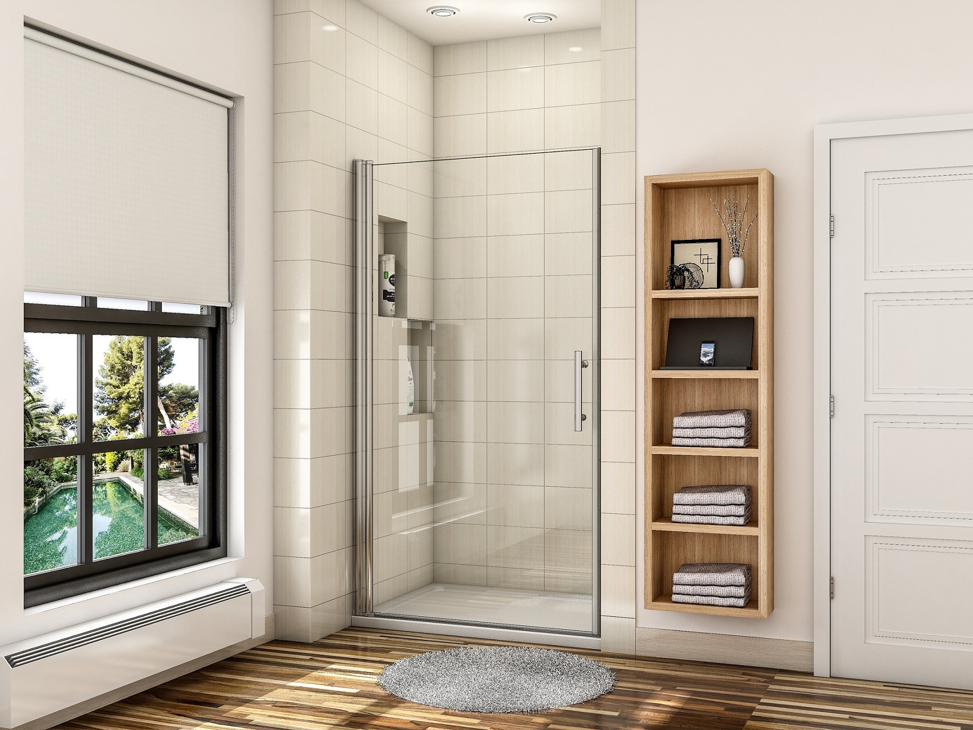 Porte de douche pivotante 70cm en 6mm verre anticalcaire Installation en niche Hauteur 187cm