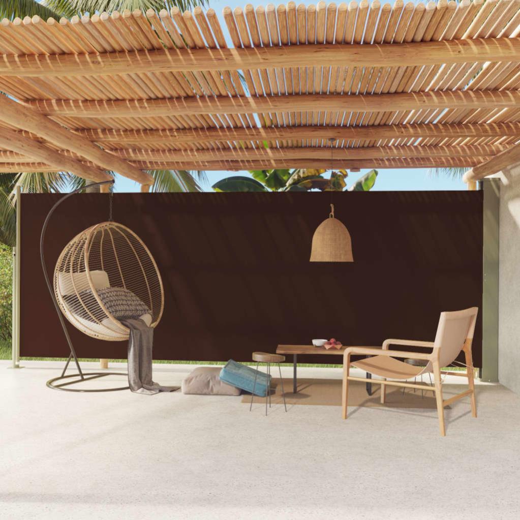Tenda Laterale Retrattile Per Patio 160x300 Cm, Marrone, Con Funzione Di Riavvolgimento Automatico, In Poliestere Resistente Ai Raggi UV