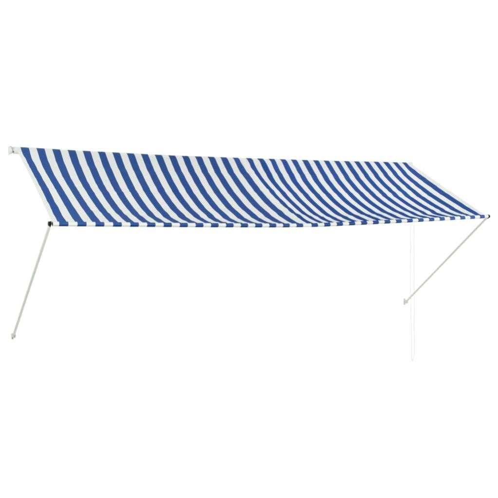 Tenda da Sole Retrattile Manuale 100 cm a Strisce Blu e Gialle