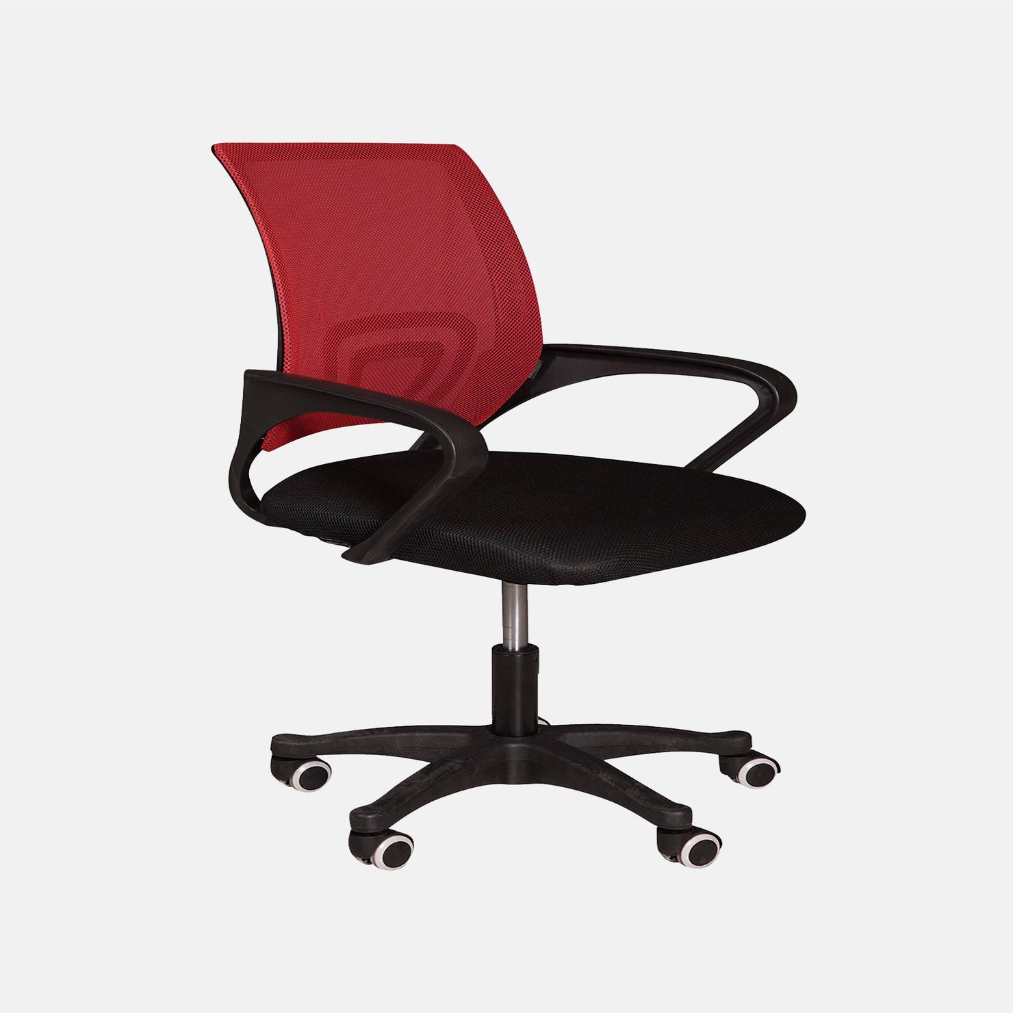 Sedia ufficio ergonomica con braccioli nero rosso