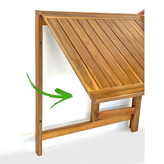 Estosa - Set tavolino con 2 sedie da balcone salvaspazio in legno Melzo