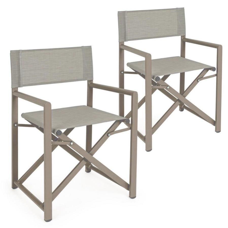 2 Sedie Da Regista Pieghevoli Estosa - Alluminio, Telo Textilene, Colore Ecru - Foto 11