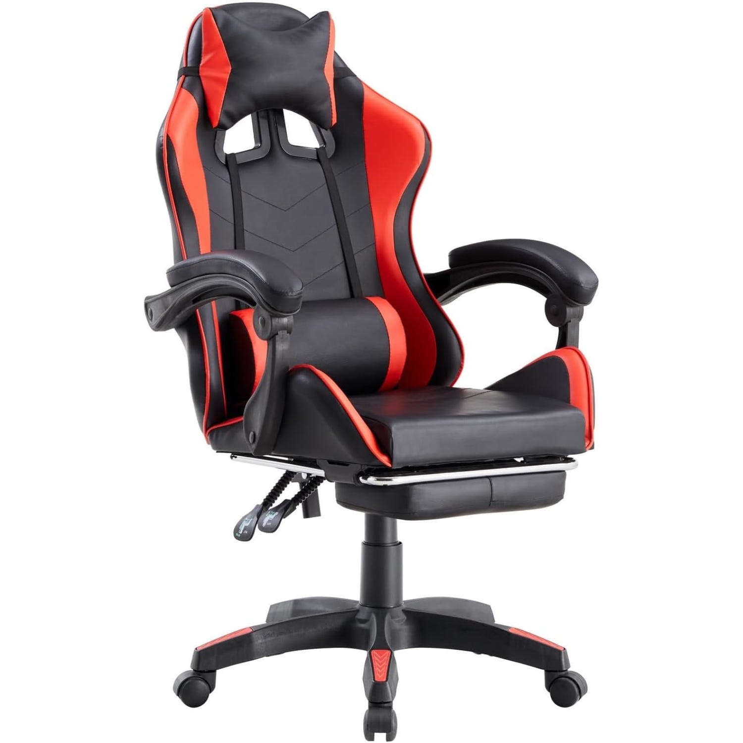 Poltrona sedia gaming rossa e nera ergonomica con schienale