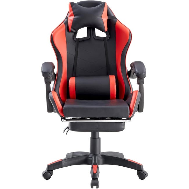 Poltrona sedia gaming rossa e nera ergonomica con schienale reclinabile