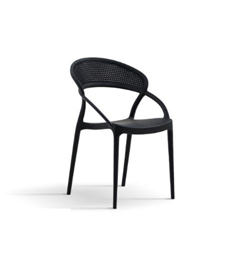 Set 4 sedie nere di design da giardino, Zenzero Shop, Nero, ZZNLF6053