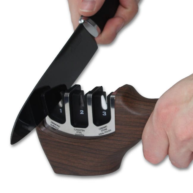 Aiguiseur de couteaux professionnel à 3 étapes, pierre à aiguiser en acier  au