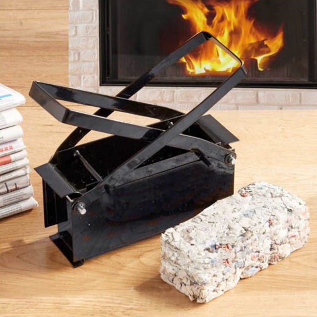 Relaxdays presse à briquettes de papier, presse-papier manuel, 2 leviers,  HxLxP : env. 24x30x12,5 cm