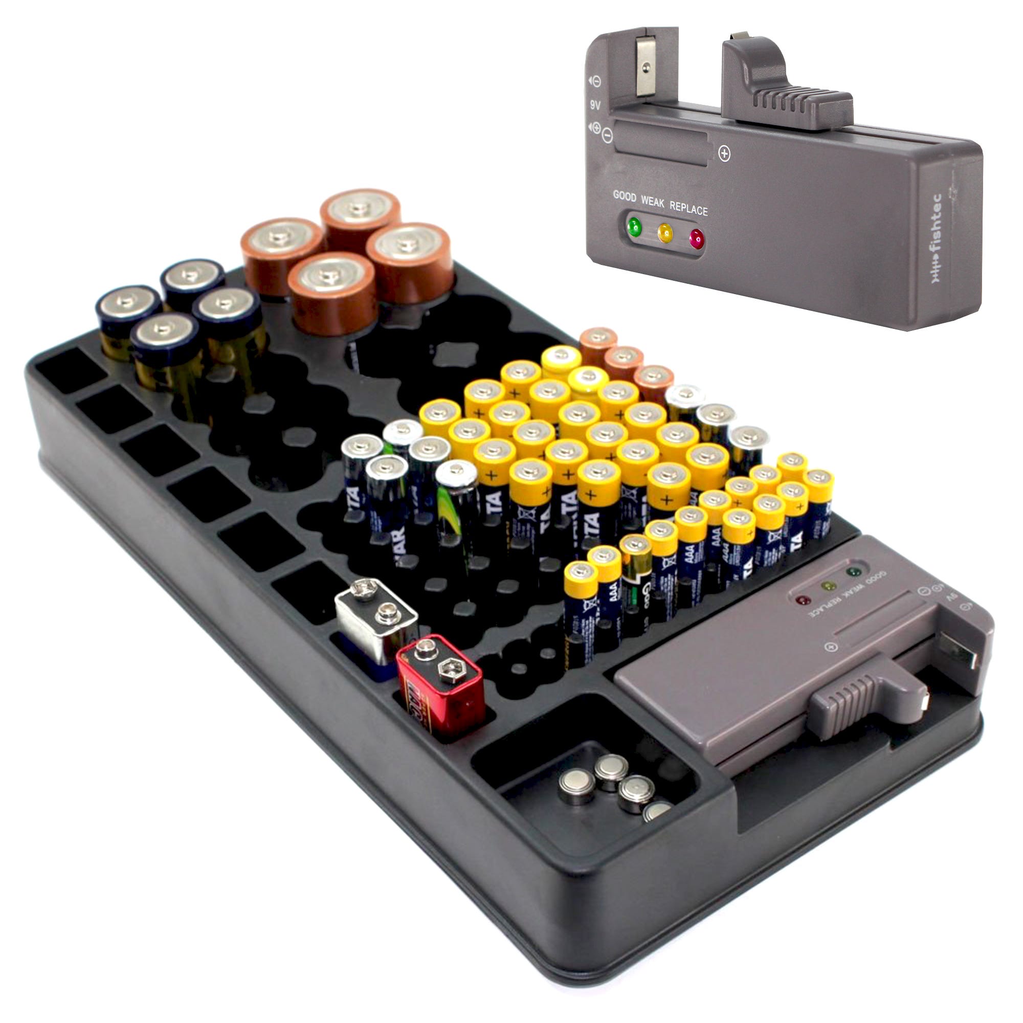 Testeur de piles pour AAA, AA, C, D, 9V, N et piles boutons