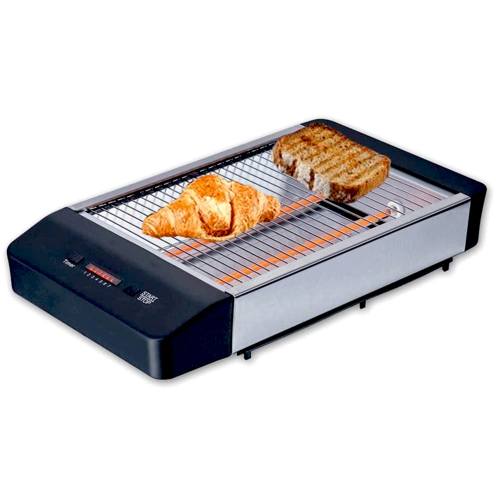 Griglia per pane orizzontale con 7 livelli di bruciatura, timer e display a  LED, 600 W