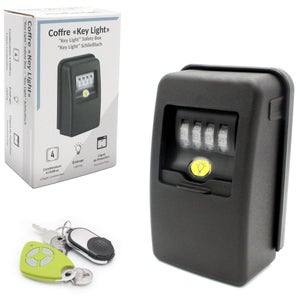 Relaxdays Boîte à clés sécurisée, code à 4 chiffres, crochet anse,  rangement à clé, 17,5 x 9,5 x 4 cm, noir/argent
