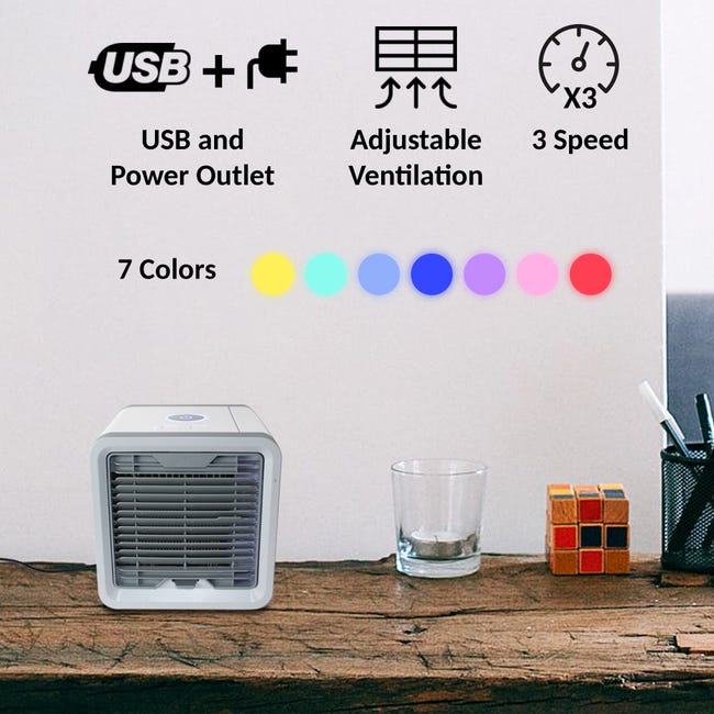 Mini climatiseur portable rechargeable USB avec mode de chauffage