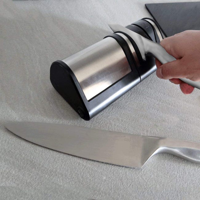 FISHTEC Aiguiseur de Couteaux de Cuisine Electrique - Affûtage + Polissage  à 2 Niveaux - Couteau Métal ou Céramique - Disques Abrasifs Diamantés -  21CM (Noir) : : Cuisine et Maison
