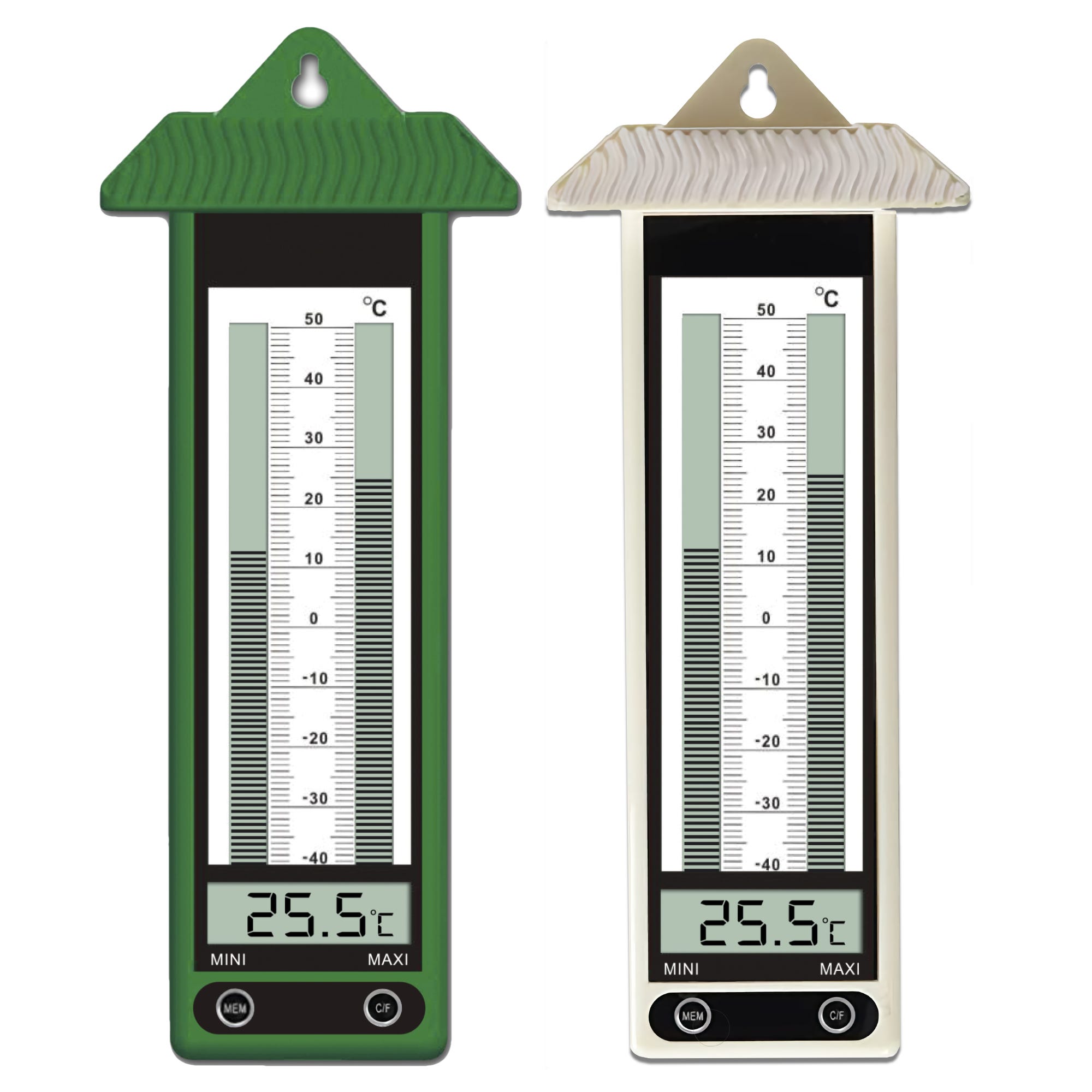 FISHTEC Lot de 2 - Thermometre Mini Maxi - Affichage Digital - Memoire  Tempetatures minimales et maximales - Temperatures extremes