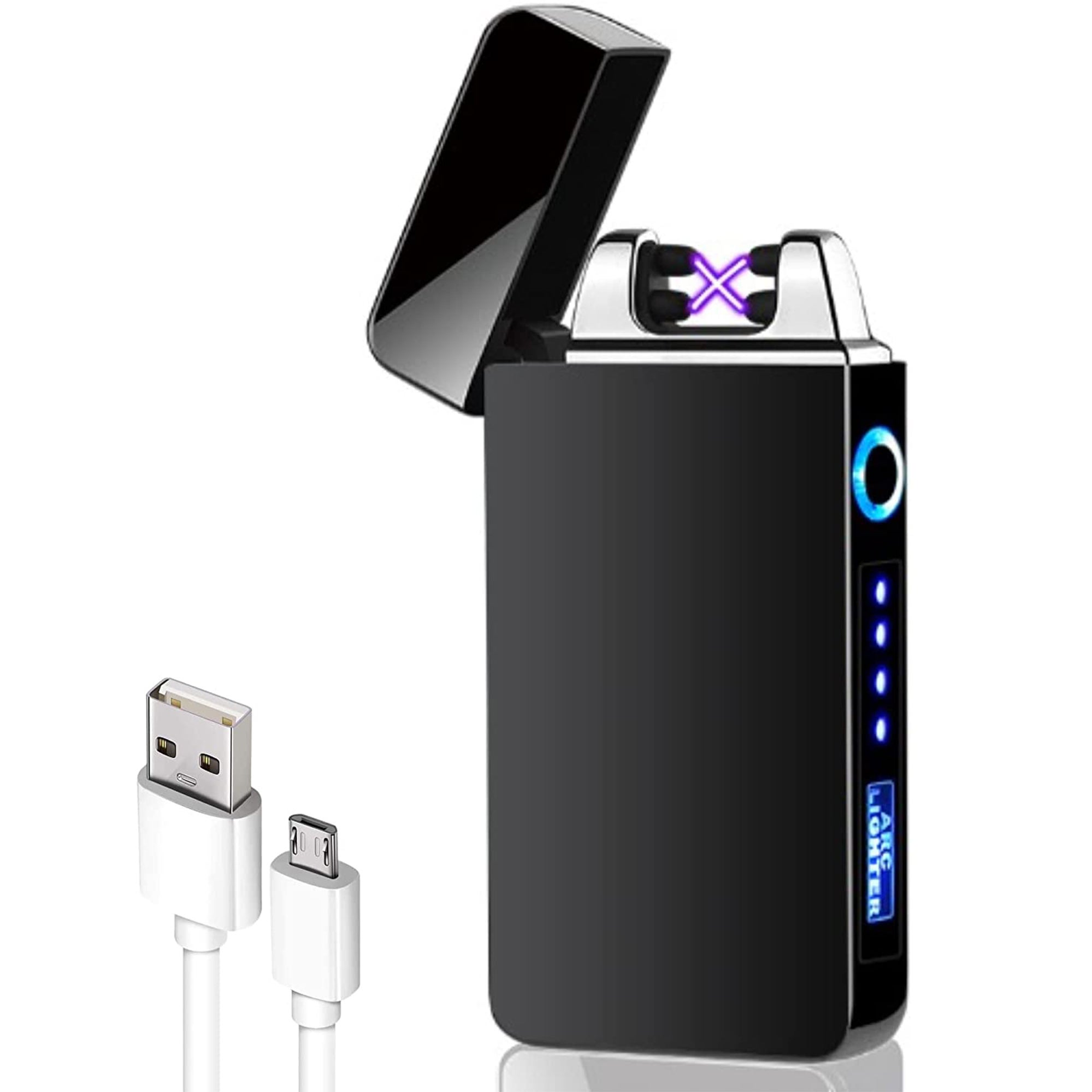Avec câble USB pour bougies Promise by Honest Briquet électrique USB Sans gaz Noir Double arc Rechargeable sans flammes 