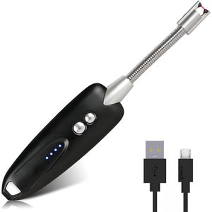 Briquet USB électrique rechargeable avec indicateurs de batterie LED,  briquets à long allumage sans flamme à arc, briquet plasma coupe-vent pour  cuisine, bougie