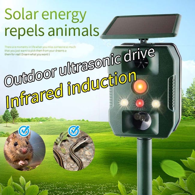 Répulsif solaire pour animaux répulsif à ultrasons pour souris à induction  infrarouge répulsif à ultrasons pour